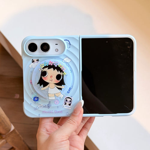 Creative Clouds & Girl Magnetic Foldable Case for iPhone Duo
