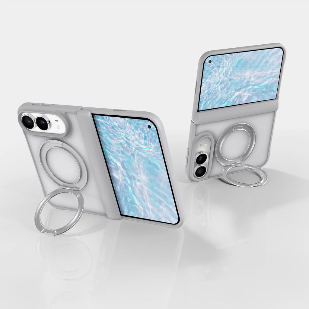 Frosted Protective Case with 360° Rotating Stand - Light Gray