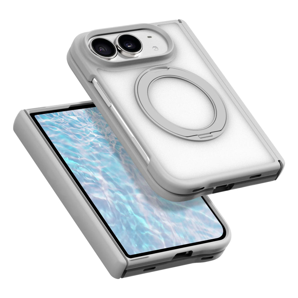 Frosted Protective Case with 360° Rotating Stand - Light Gray