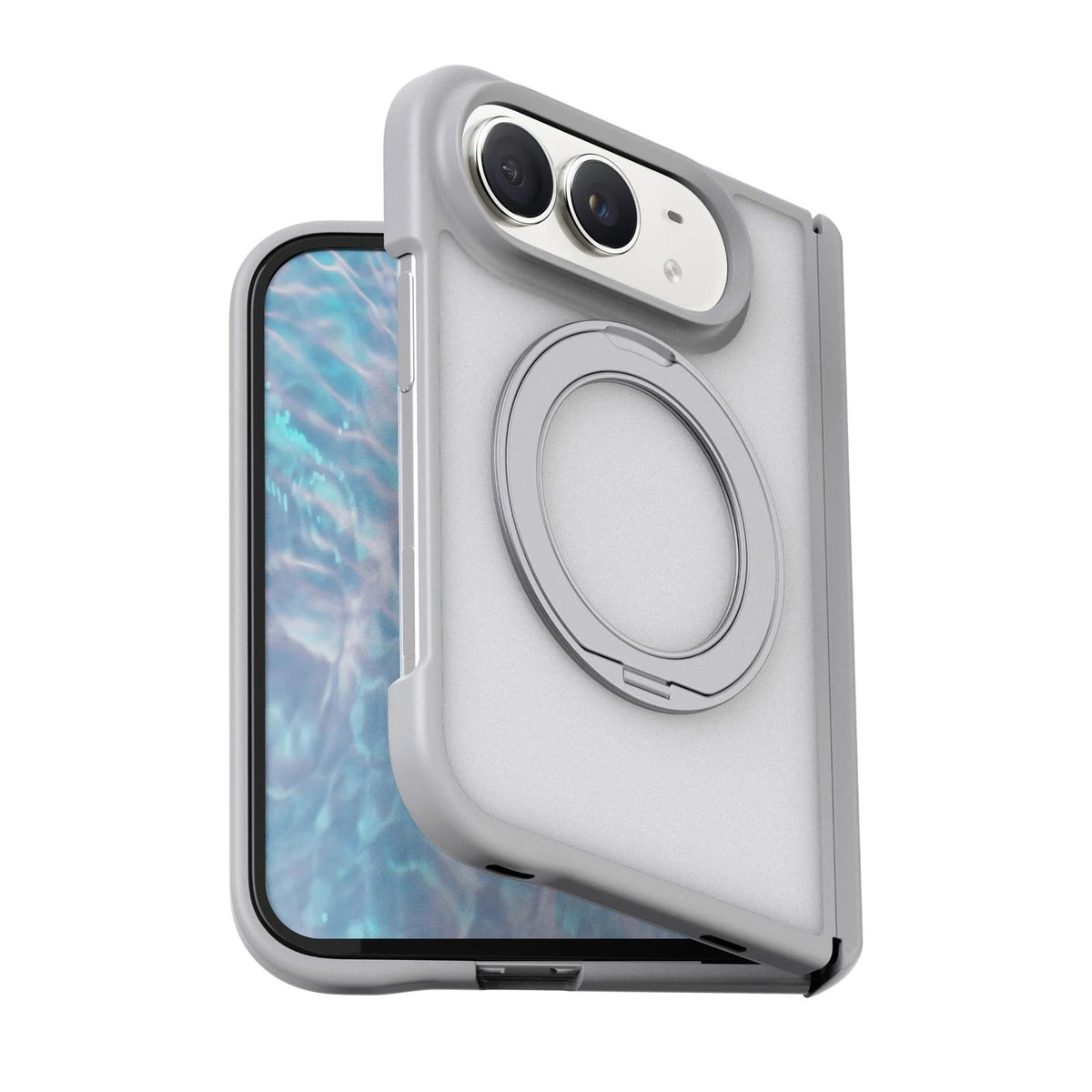Frosted Protective Case with 360° Rotating Stand - Light Gray