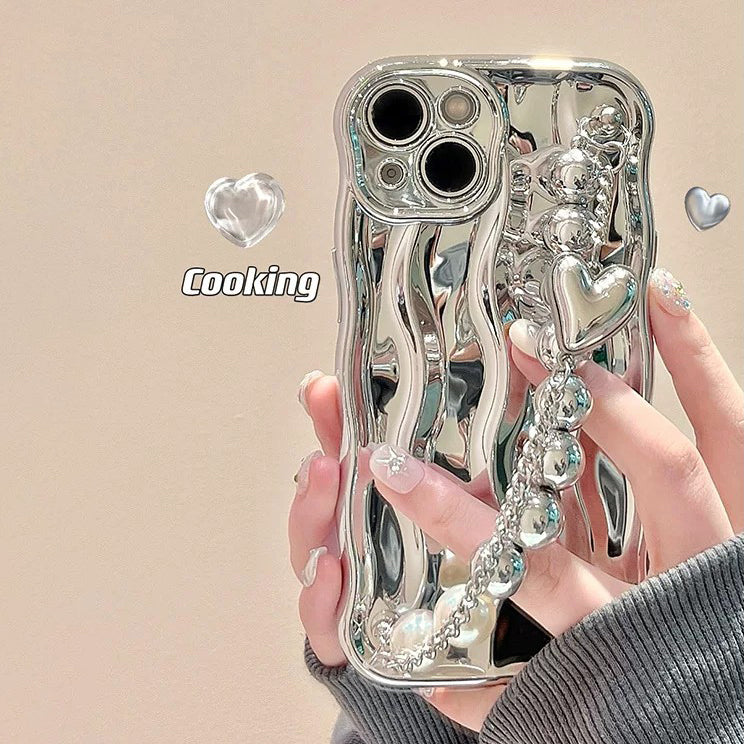 UR-CASE Premium Electroplated Water-Ripple Wrist-Strap Phone Case