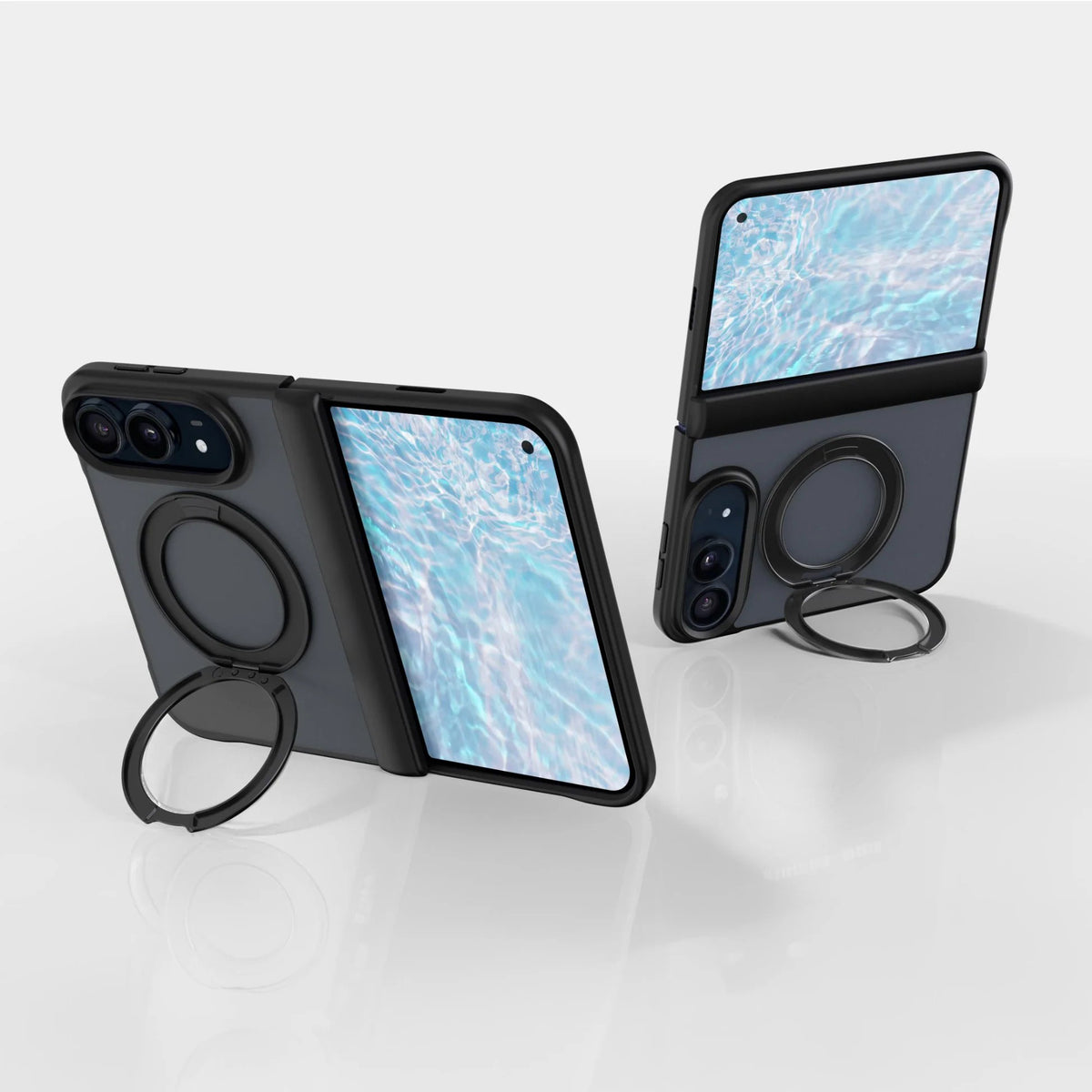 Frosted Protective Case with 360° Rotating Stand - Black