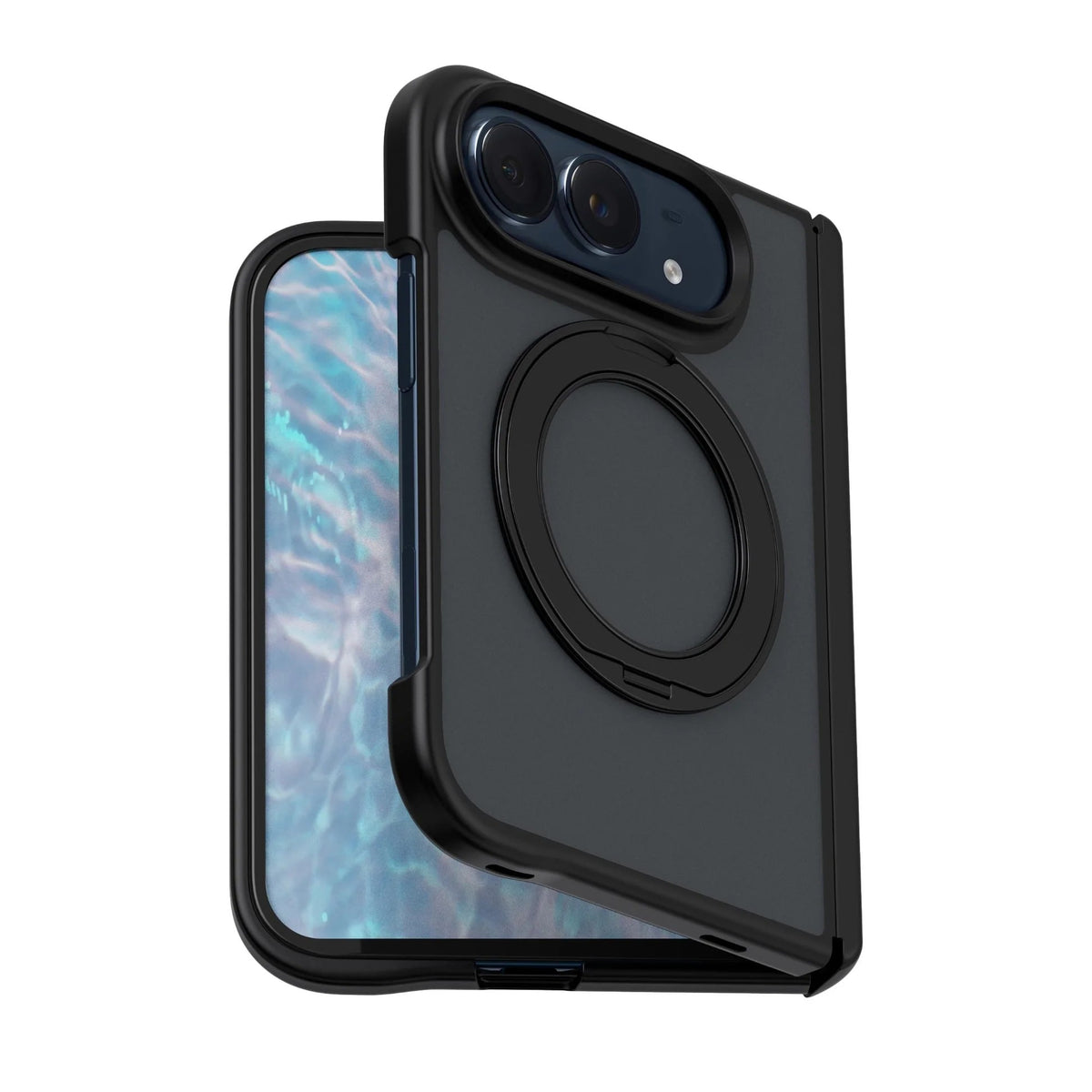 Frosted Protective Case with 360° Rotating Stand - Black