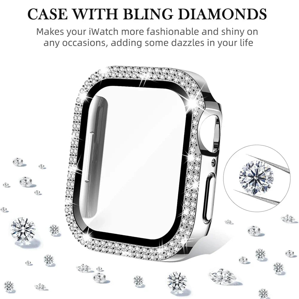 Apple Watch Protective Diamond Bumper Case with Built-in Tempered Glass