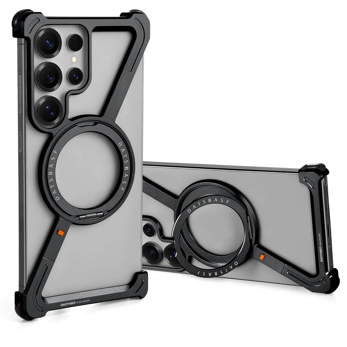 Samsung Galaxy S24 Ultra Frameless Metal Case with 360° Rotating Stand
