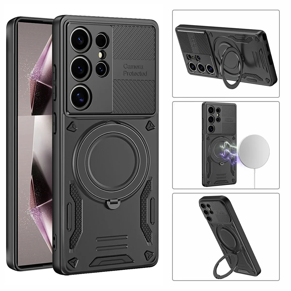 Samsung Galaxy S26 Series Magnetic Case with Rotating Stand