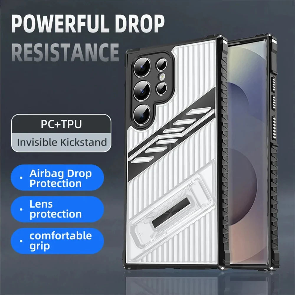 Samsung Galaxy S24 Series Heavy-Duty Armor Shockproof Case with Kickstand
