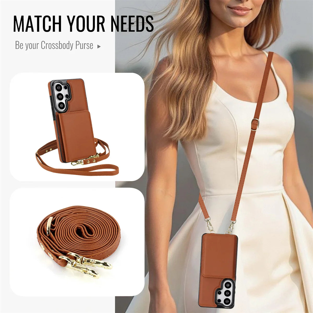 Samsung Galaxy S25 Case with RFID Wallet and Crossbody Strap