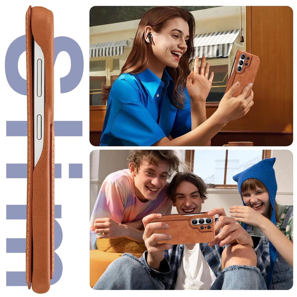 Samsung Galaxy S26 Series Leather Wallet Case with Kickstand