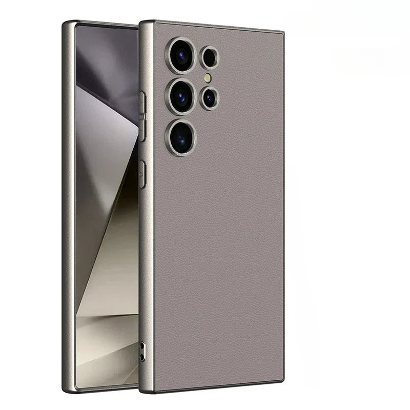 Samsung Galaxy S24 Ultra Metallic Frosted Leather Shockproof Case