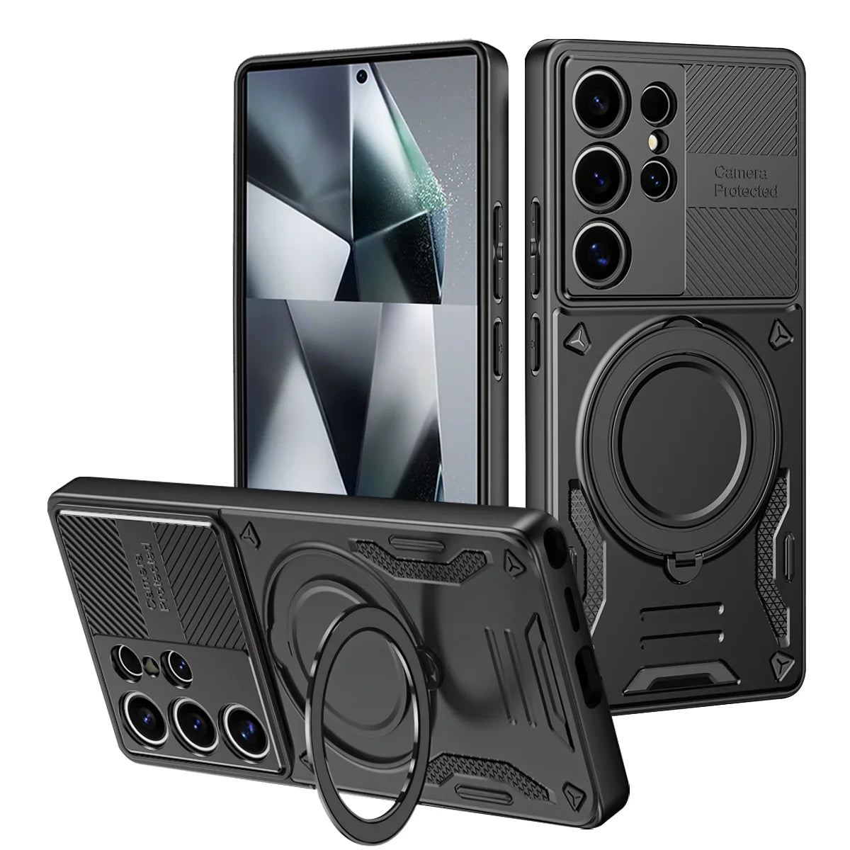 Samsung Galaxy S25 Series Protective Case with Magnetic Ring Holder