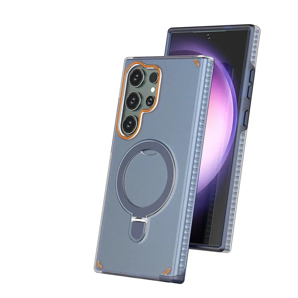 Samsung Galaxy S25 Series Magnetic Matte Case with Ring Stand