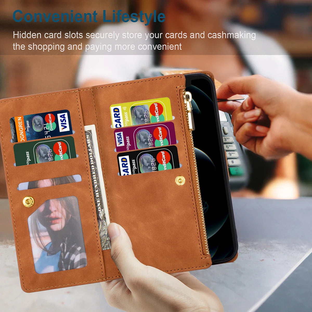 Samsung Galaxy S26 Series Color Block Wallet Case with Card Slots