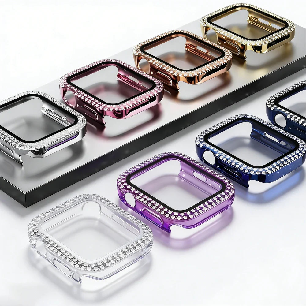 Apple Watch Protective Diamond Bumper Case with Built-in Tempered Glass