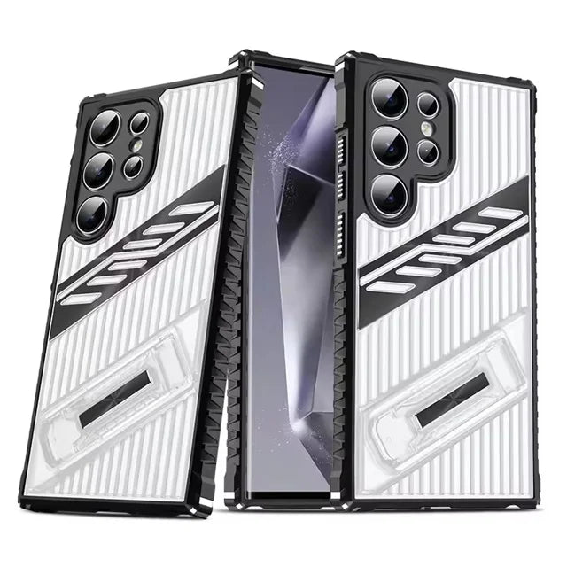 Samsung Galaxy S24 Series Heavy-Duty Armor Shockproof Case with Kickstand