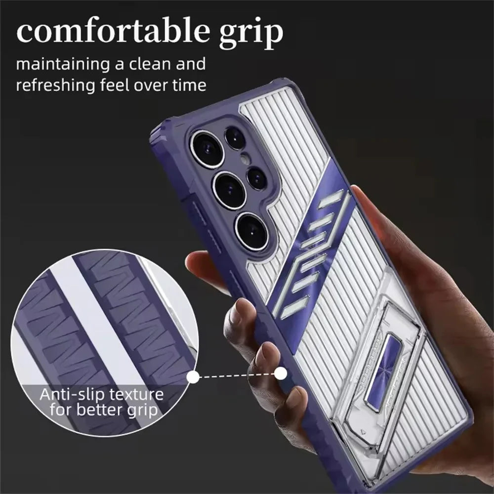 Samsung Galaxy S24 Series Heavy-Duty Armor Shockproof Case with Kickstand