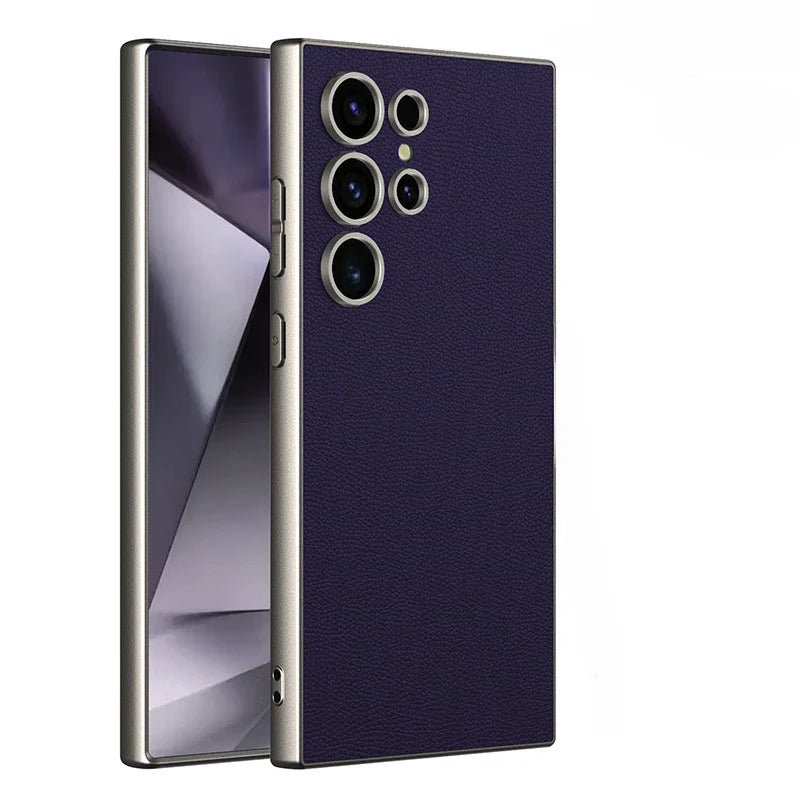 Samsung Galaxy S24 Ultra Metallic Frosted Leather Shockproof Case