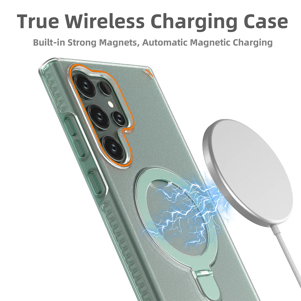 Samsung Galaxy S25 Series Magnetic Matte Case with Ring Stand