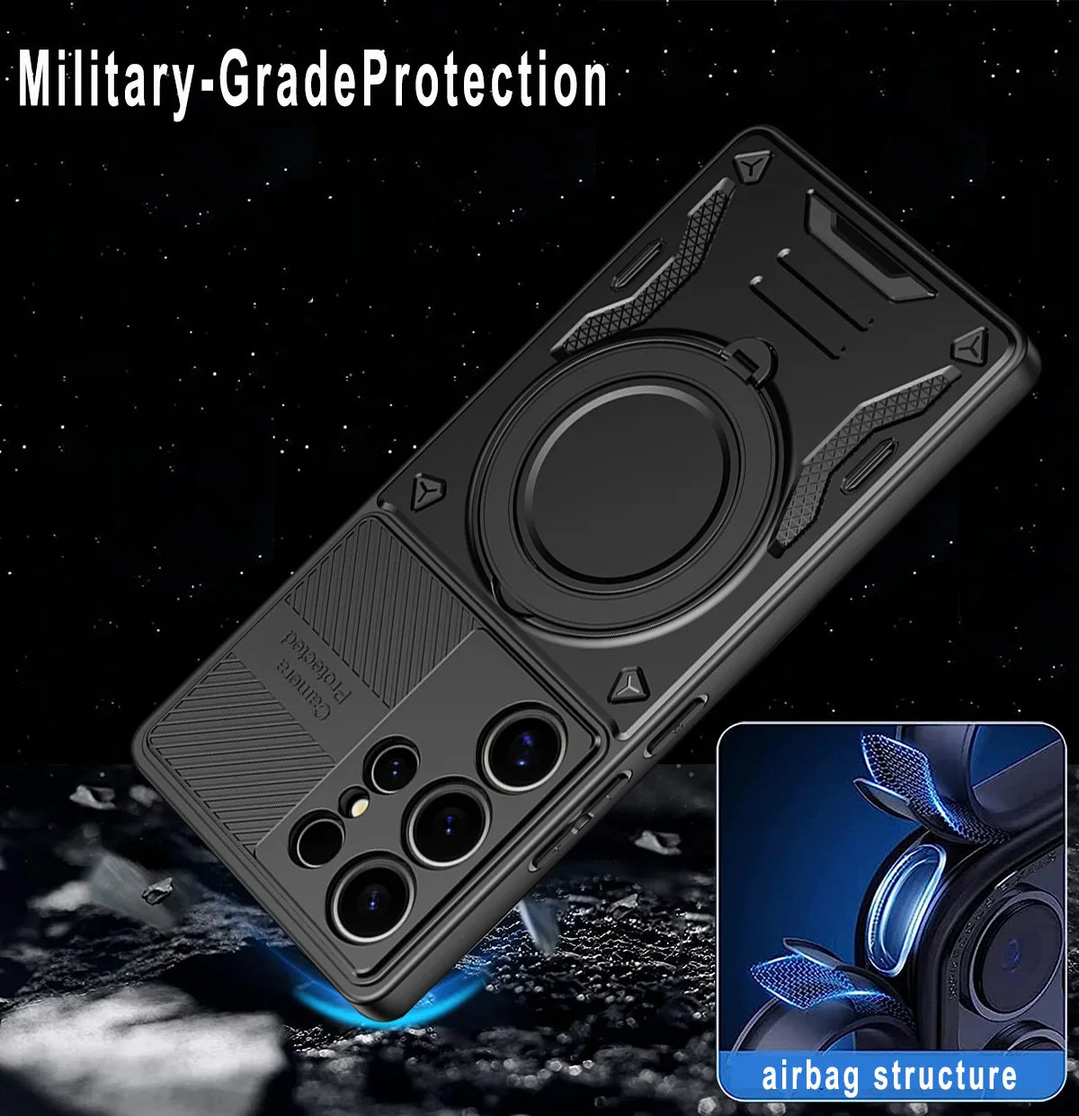 Samsung Galaxy S25 Series Protective Case with Magnetic Ring Holder