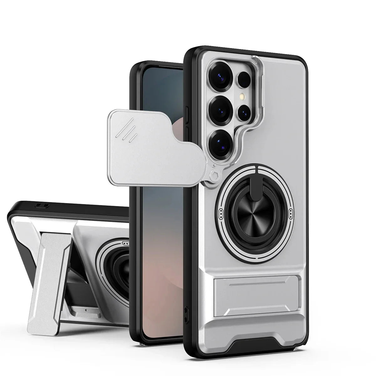 Samsung Galaxy S25 Series Protective Case with Lens Guard & Ring Stand
