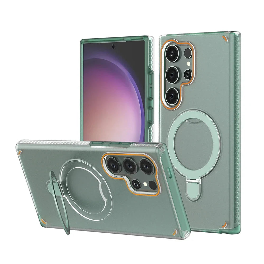 Samsung Galaxy S25 Series Magnetic Matte Case with Ring Stand