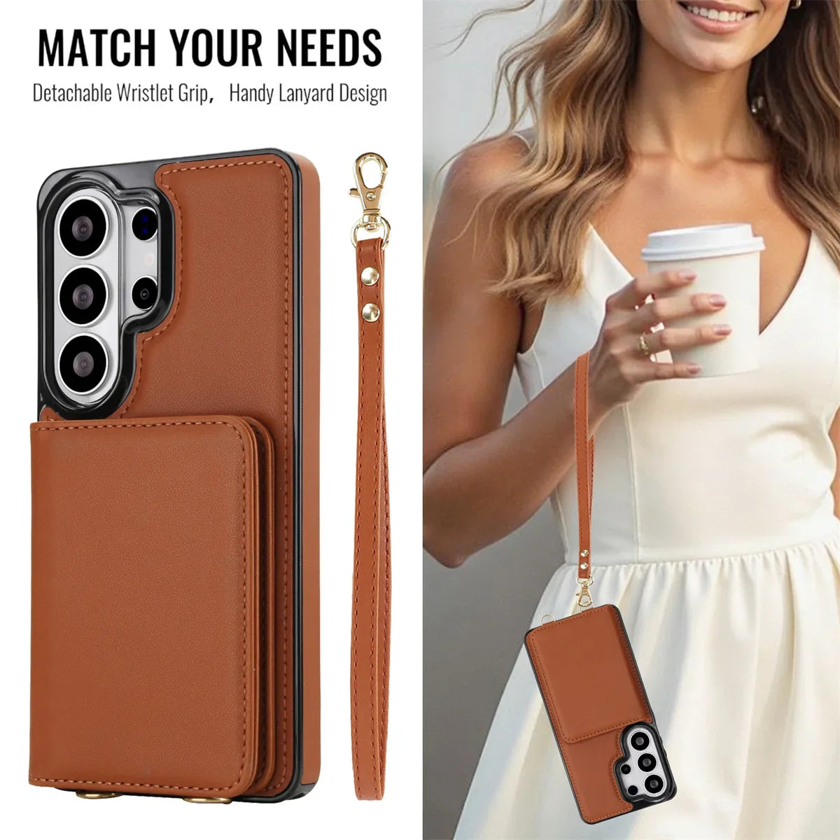 Samsung Galaxy S25 Case with RFID Wallet and Crossbody Strap