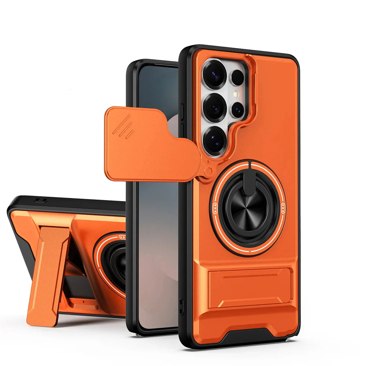Samsung Galaxy S25 Series Protective Case with Lens Guard & Ring Stand