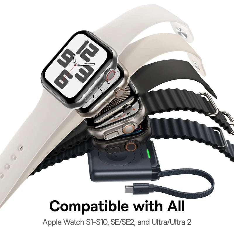 Baseus Compact 5W Apple Watch Magnetic Charger with USB-C Built-in Cable