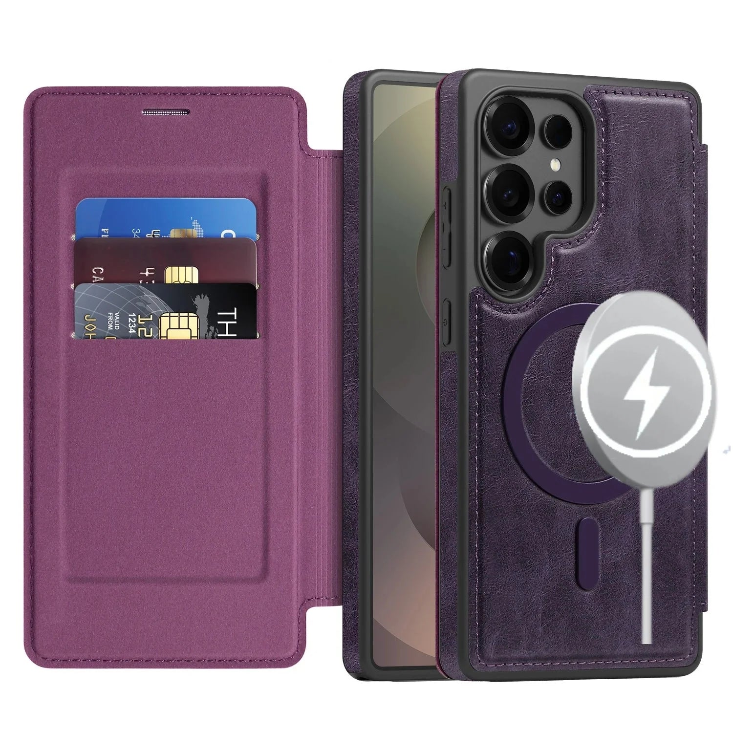 Samsung Galaxy S25 Series PU Leather Magnetic Wallet Flip Case