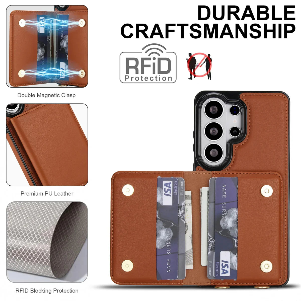 Samsung Galaxy S25 Case with RFID Wallet and Crossbody Strap