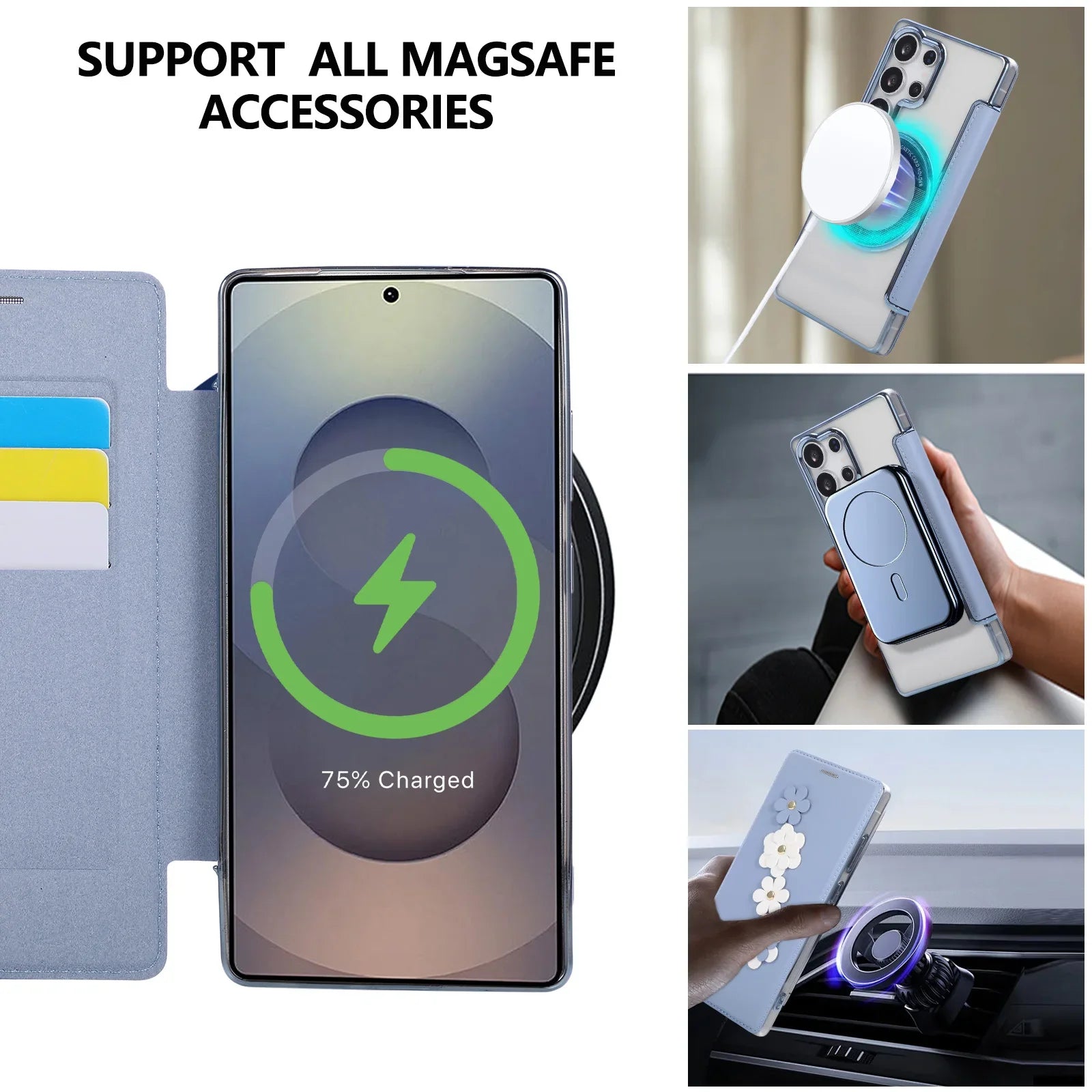 Samsung Galaxy S26 Series 3D Floral Magnetic Leather Case
