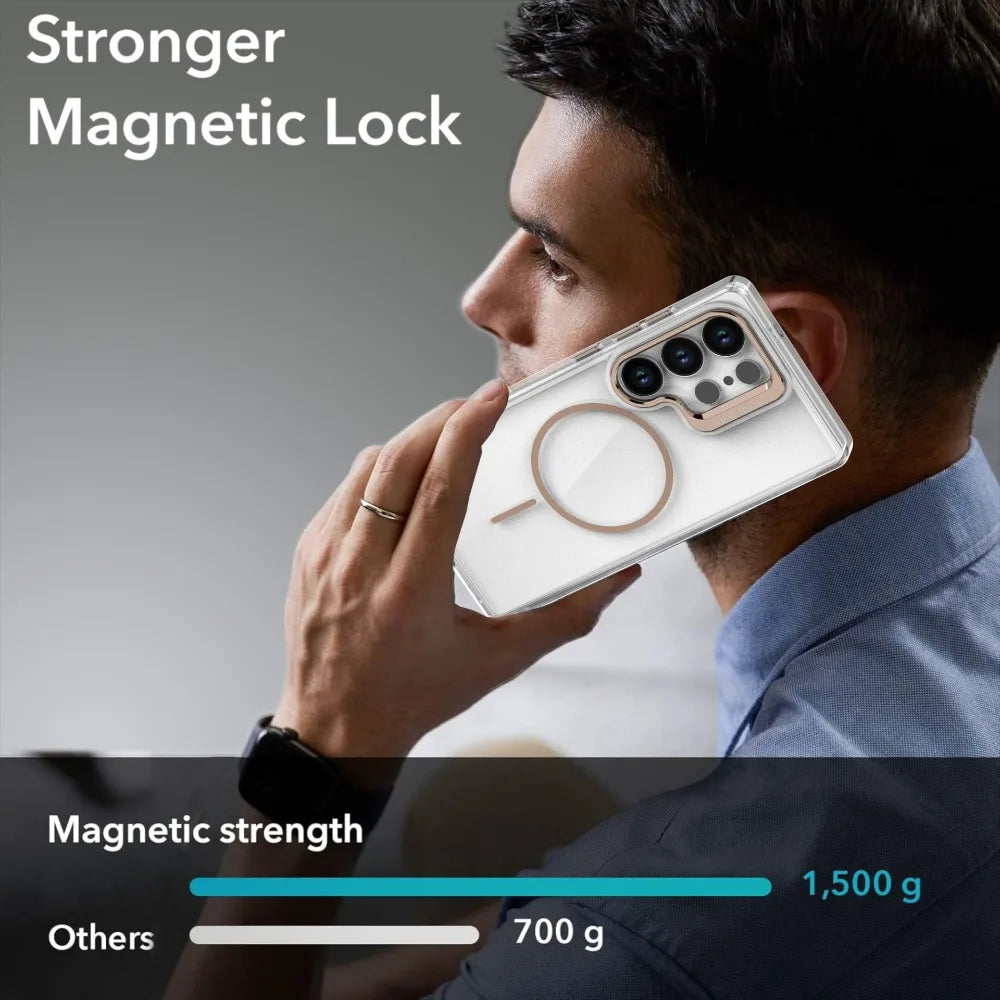 Samsung Galaxy S25 Series Magnetic Clear Case with Lens Stand