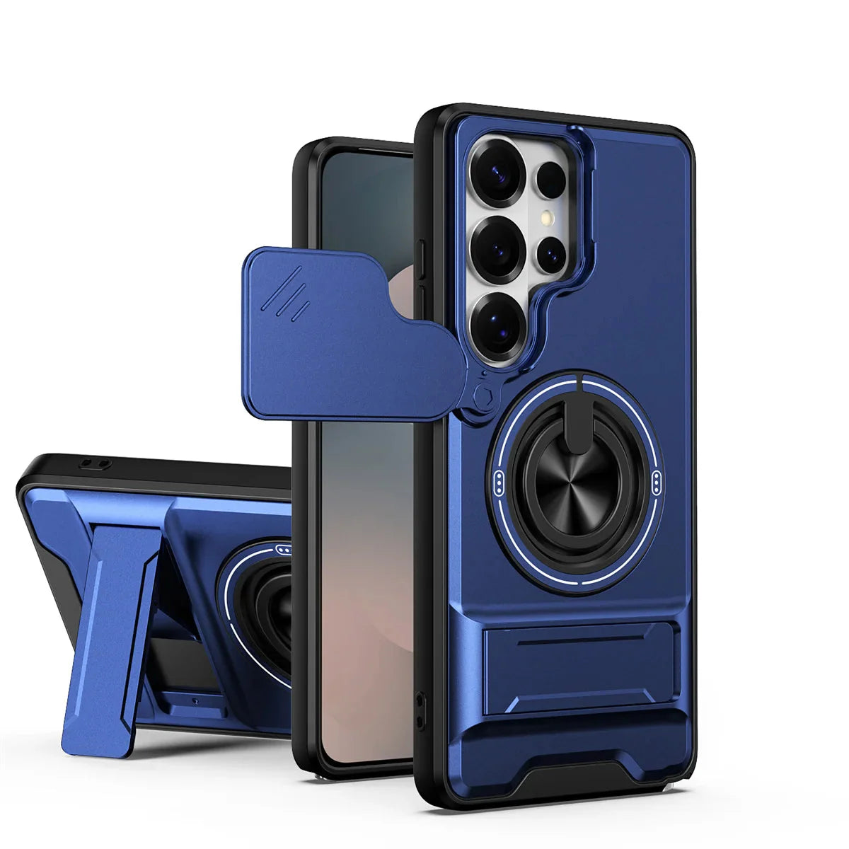 Samsung Galaxy S25 Series Protective Case with Lens Guard & Ring Stand