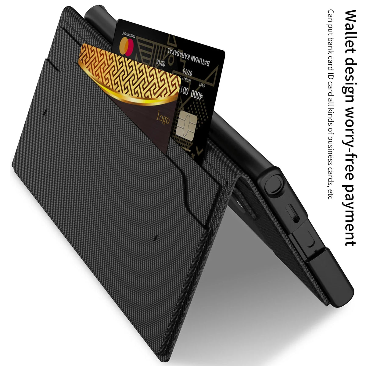 Samsung Galaxy S24 Ultra Leather Flip Case with Card Clip & Kickstand