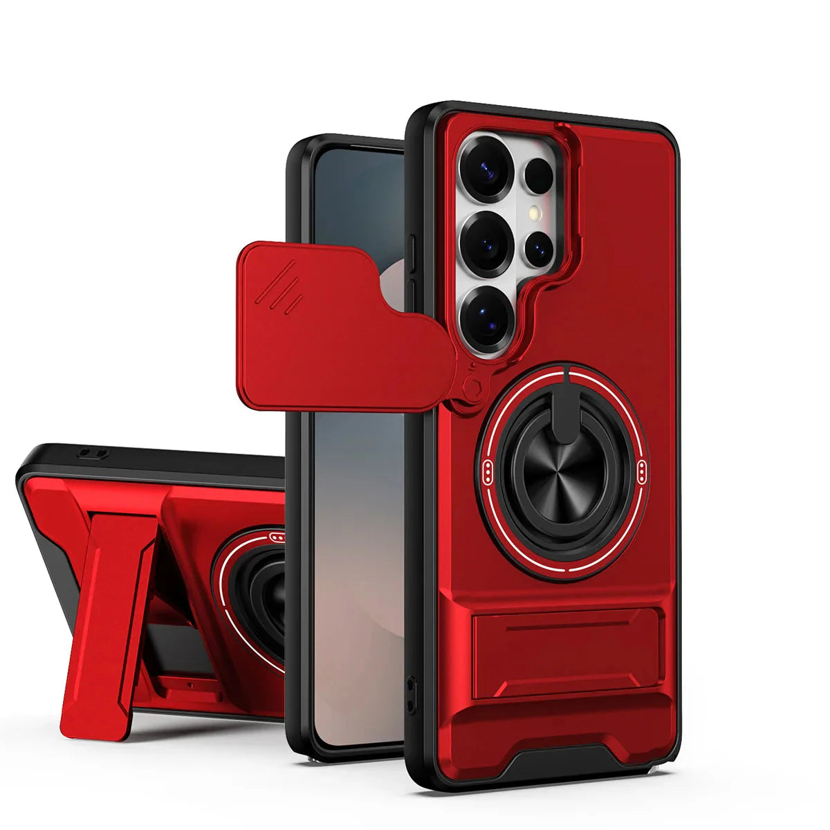 Samsung Galaxy S25 Series Protective Case with Lens Guard & Ring Stand