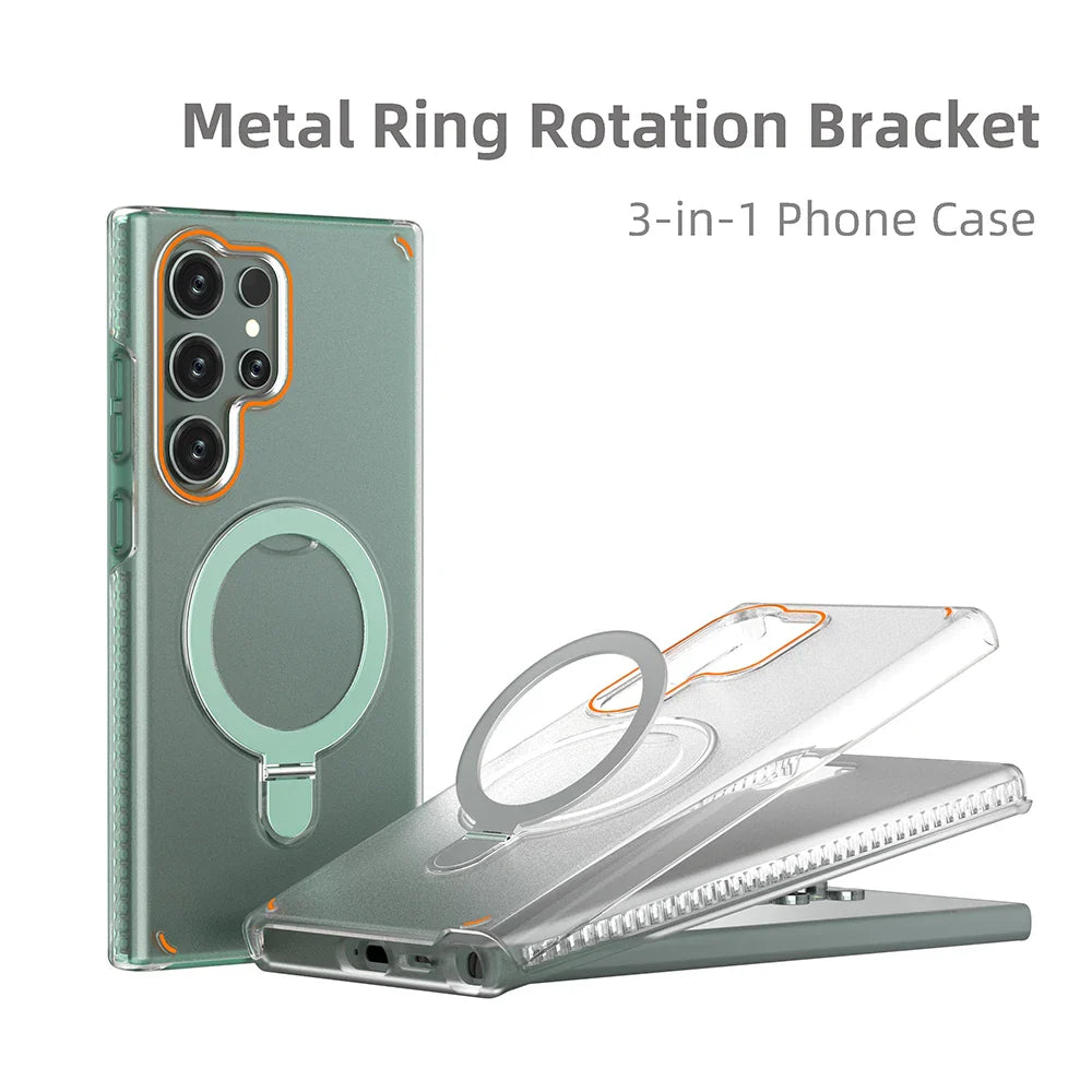 Samsung Galaxy S25 Series Magnetic Matte Case with Ring Stand