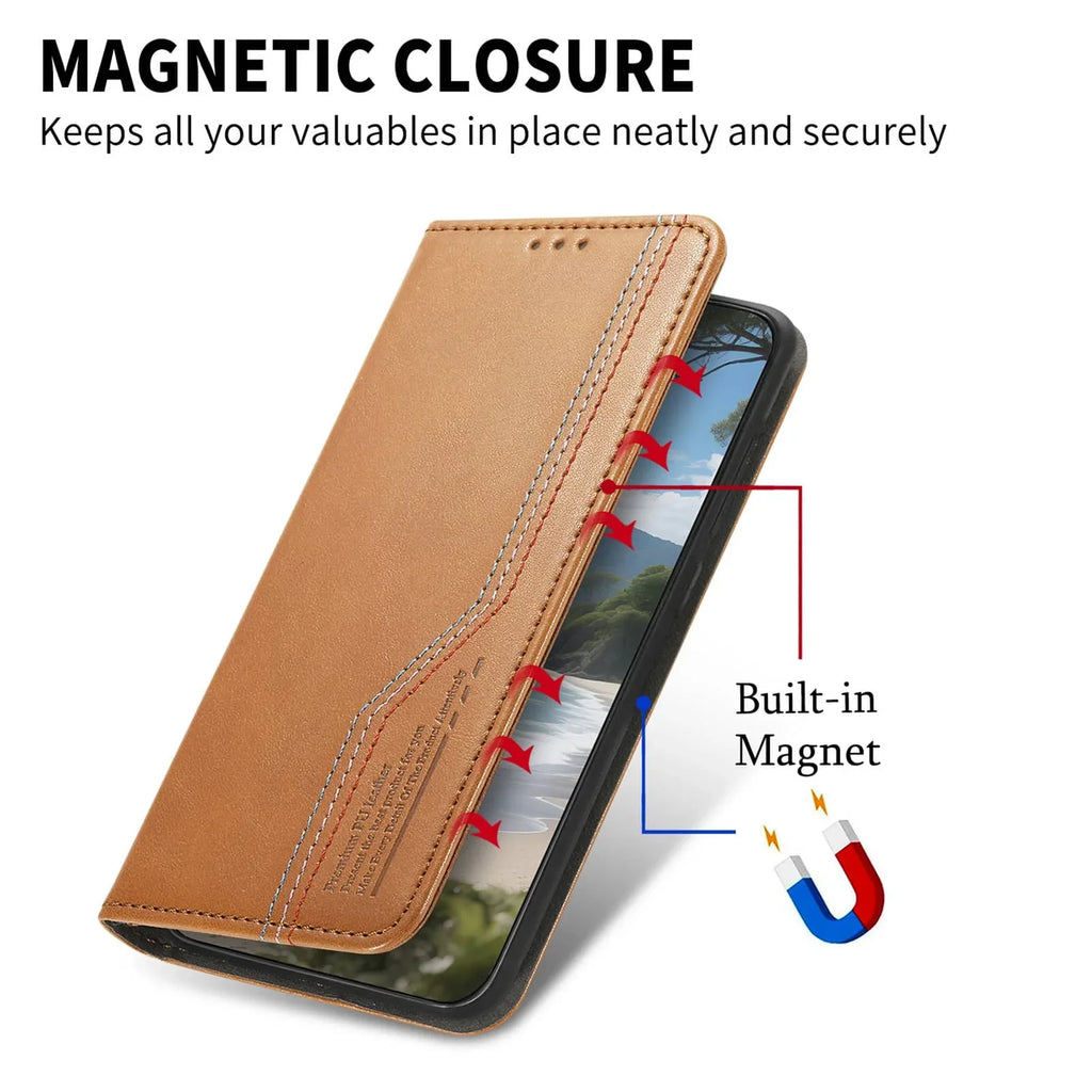 Samsung Galaxy S26 Series Leather Flip Case with Card Holder