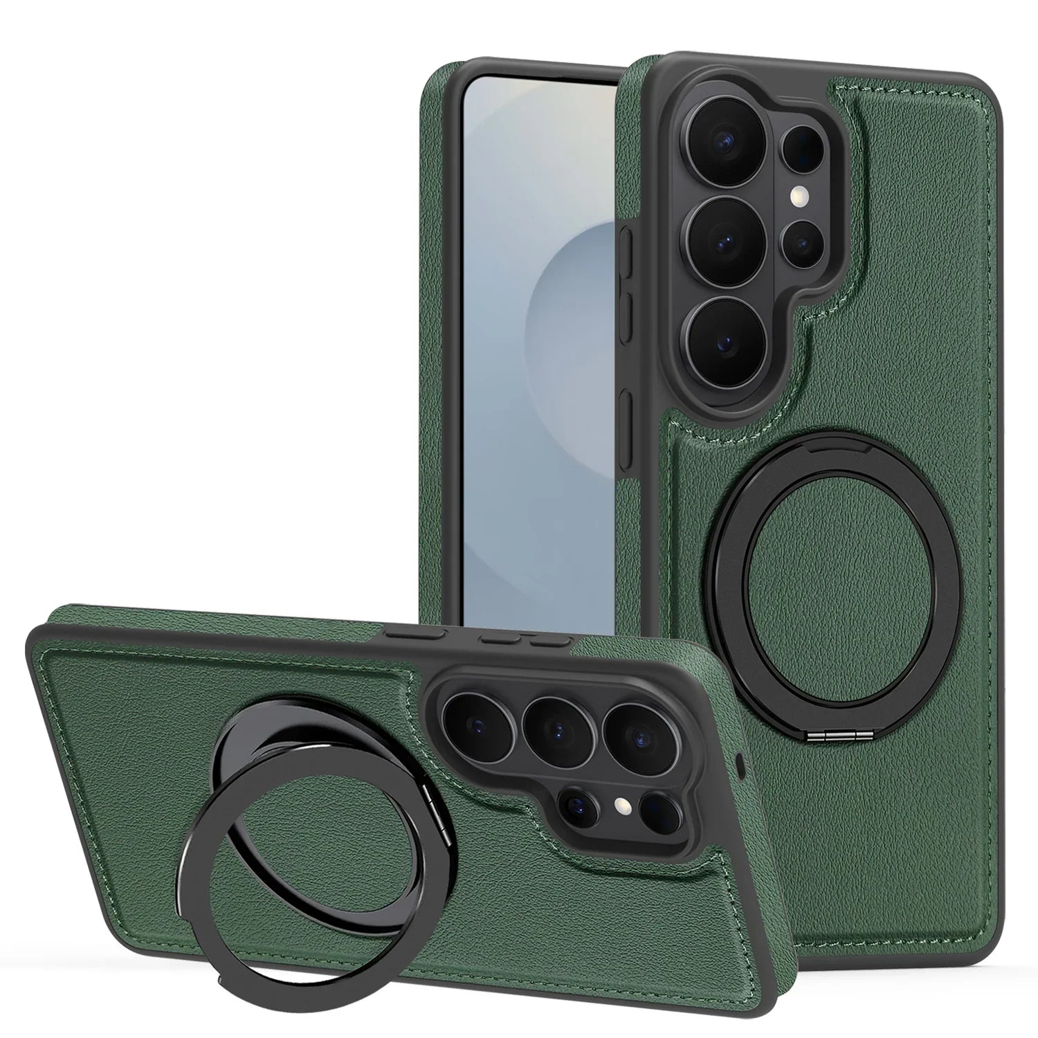 Samsung Galaxy S26 Series Leather Case with Rotating Ring Bracket