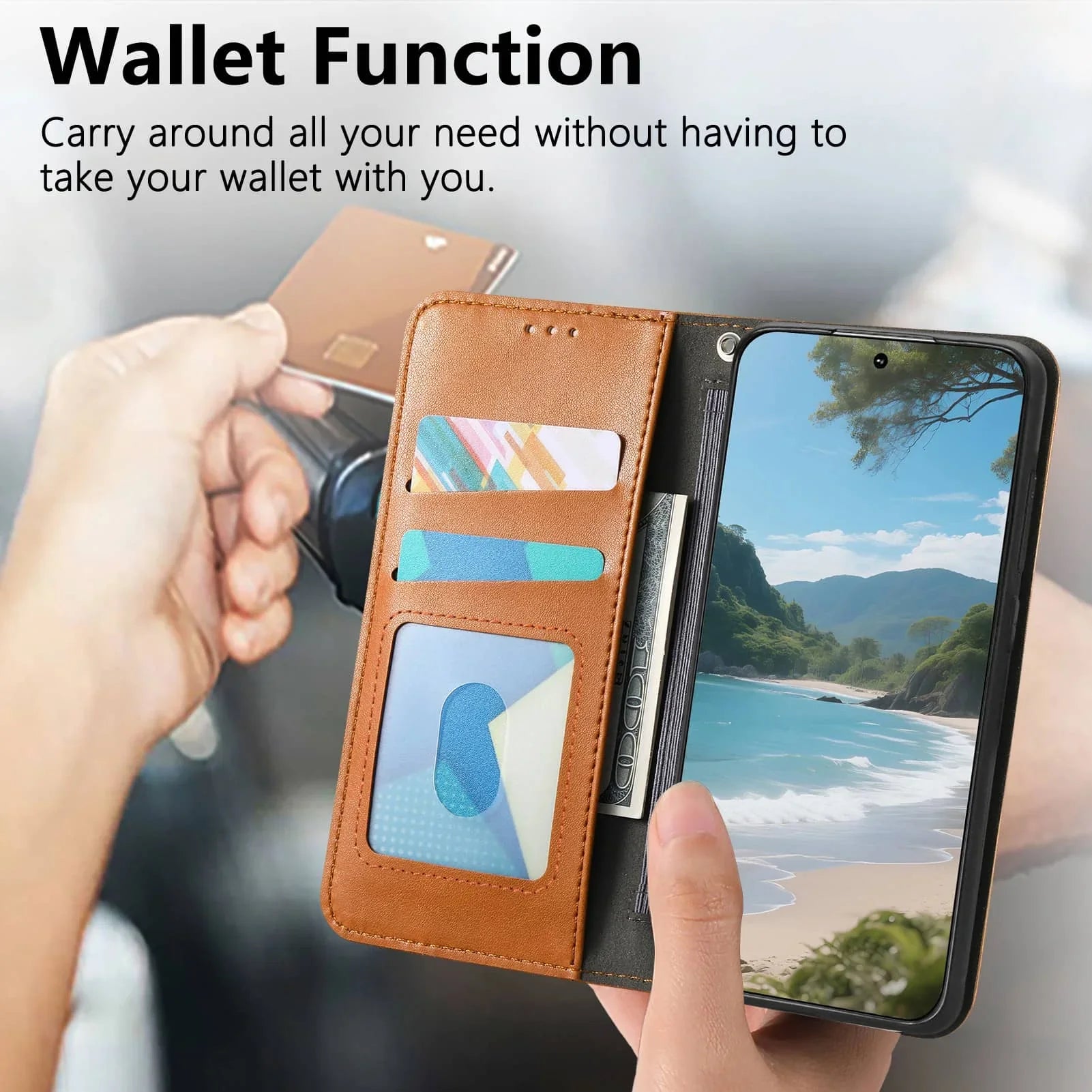Samsung Galaxy S26 Series Leather Flip Case with Card Holder