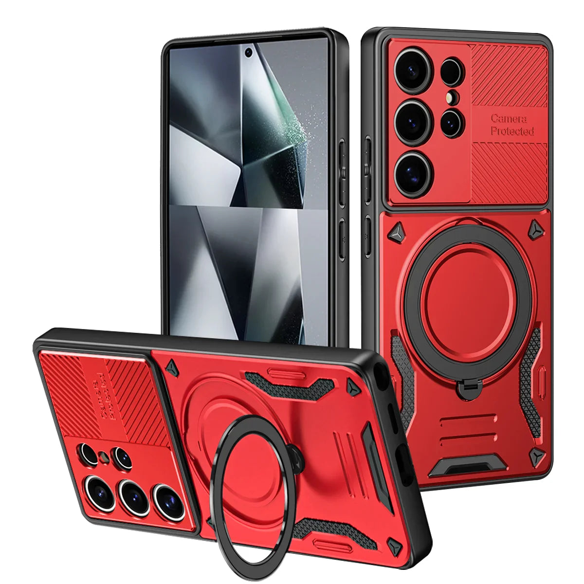 Samsung Galaxy S25 Series Protective Case with Magnetic Ring Holder