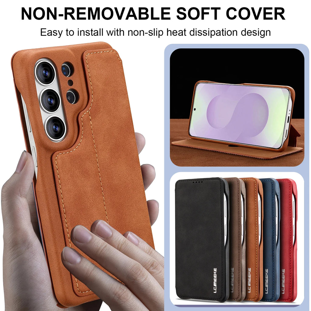 Samsung Galaxy S26 Series Leather Wallet Case with Kickstand