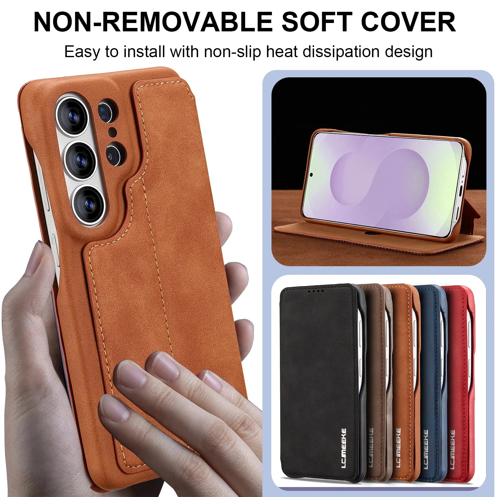 Samsung Galaxy S26 Series Leather Wallet Case with Kickstand