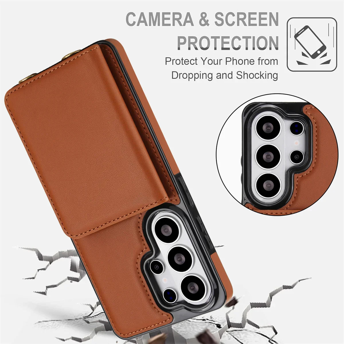 Samsung Galaxy S25 Case with RFID Wallet and Crossbody Strap