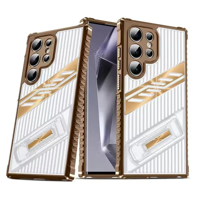 Samsung Galaxy S24 Series Heavy-Duty Armor Shockproof Case with Kickstand