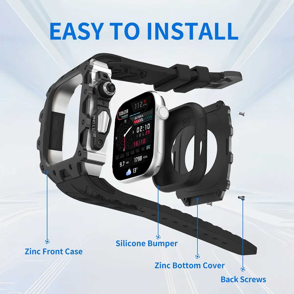 Apple Watch Series 10 (46mm) Modification Kit With Zinc Case and Sport Band