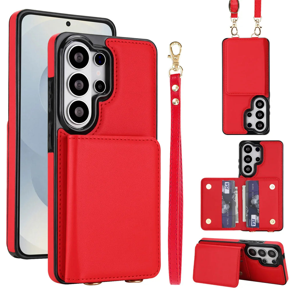 Samsung Galaxy S25 Case with RFID Wallet and Crossbody Strap