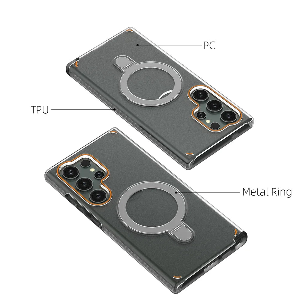 Samsung Galaxy S25 Series Magnetic Matte Case with Ring Stand
