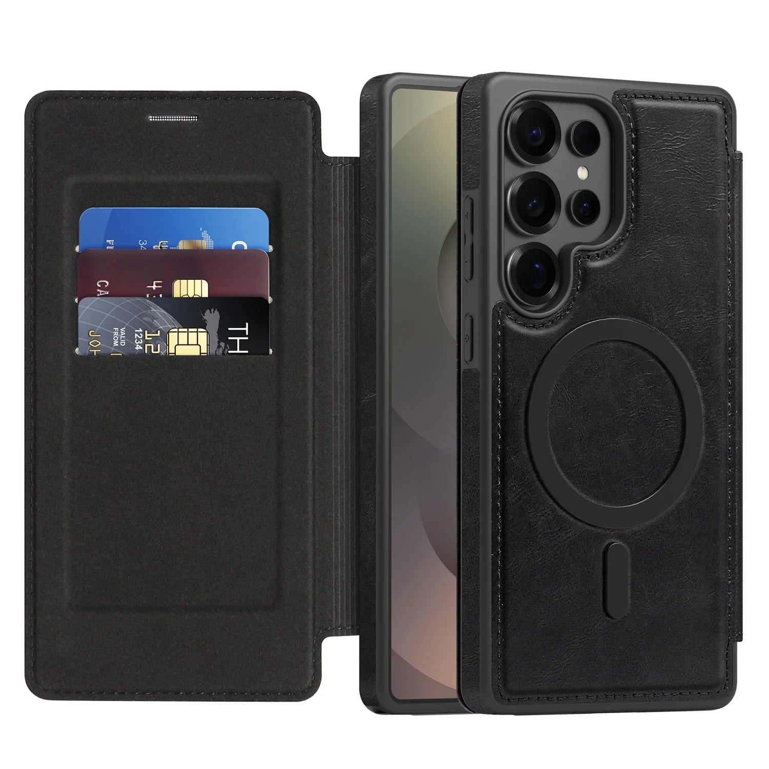 Samsung Galaxy S24 Series PU Leather Flip Magnetic Case with Card Holder