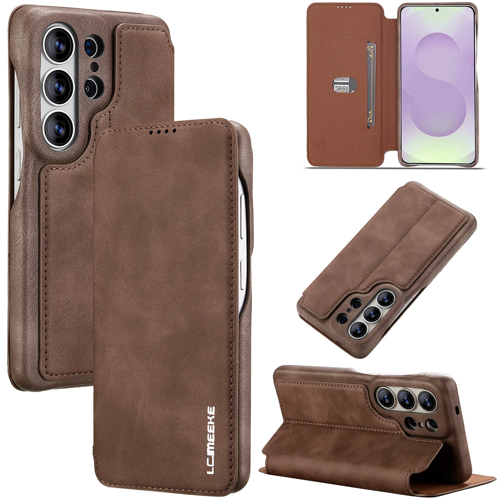 Samsung Galaxy S26 Series Leather Wallet Case with Kickstand